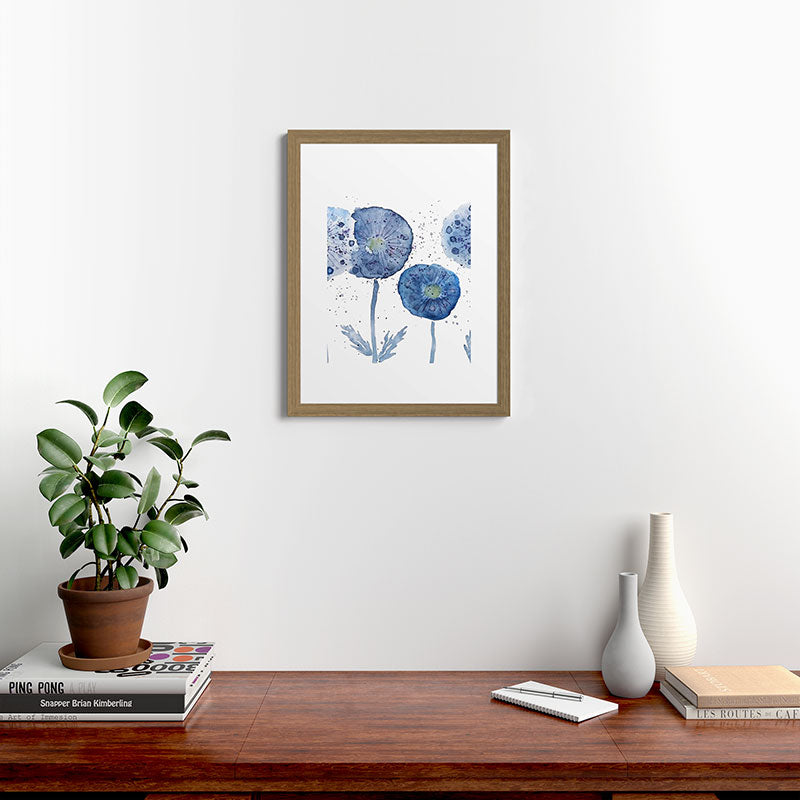 4 indigo abstract dandelion 2 Framed Art Print
