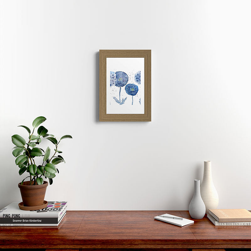 4 indigo abstract dandelion 2 Framed Art Print