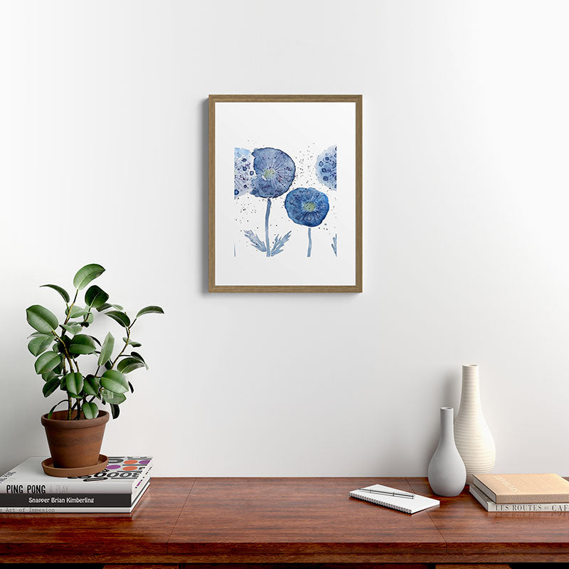 4 indigo abstract dandelion 2 Framed Art Print