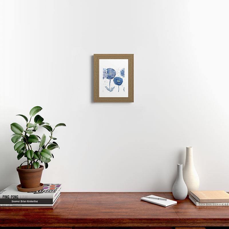4 indigo abstract dandelion 2 Framed Art Print