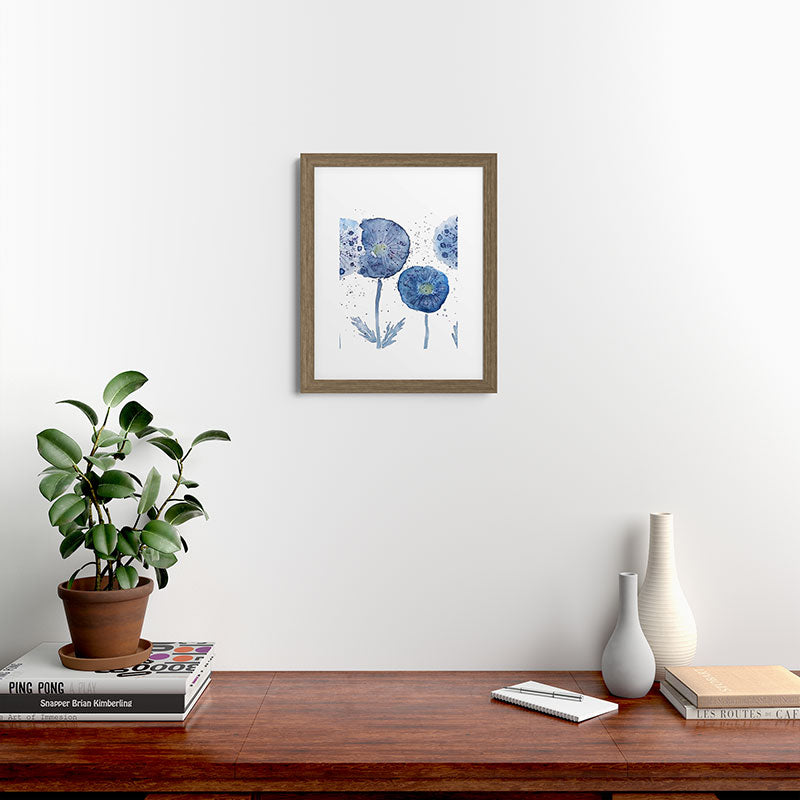4 indigo abstract dandelion 2 Framed Art Print
