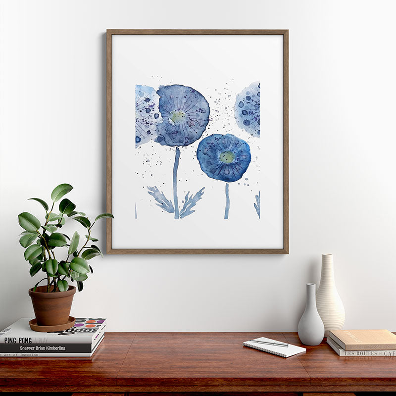 4 indigo abstract dandelion 2 Framed Art Print