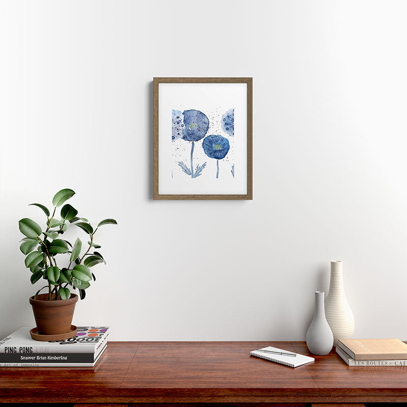 4 indigo abstract dandelion 2 Framed Art Print