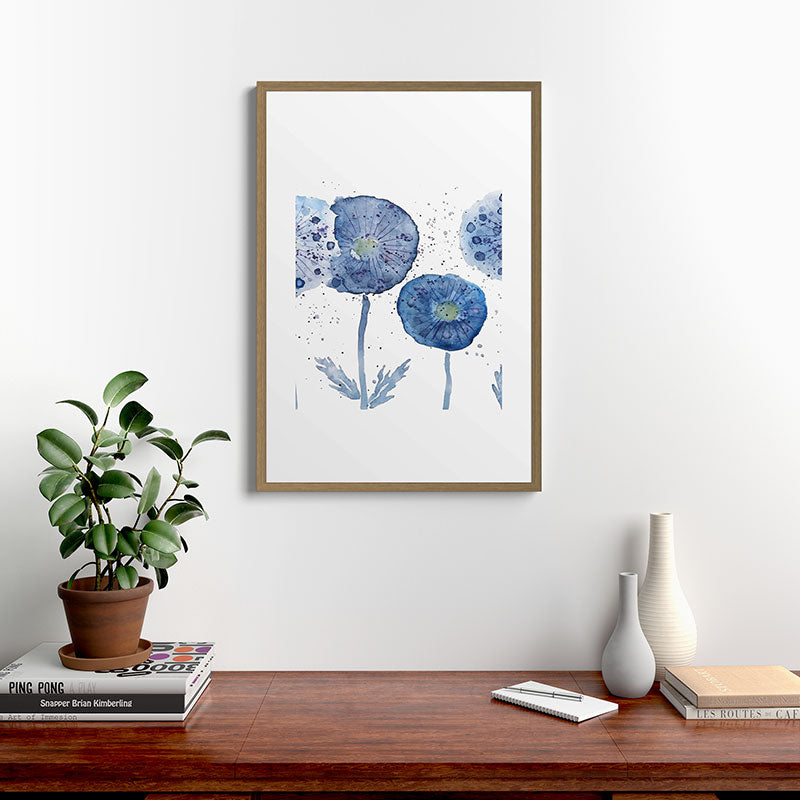 4 indigo abstract dandelion 2 Framed Art Print