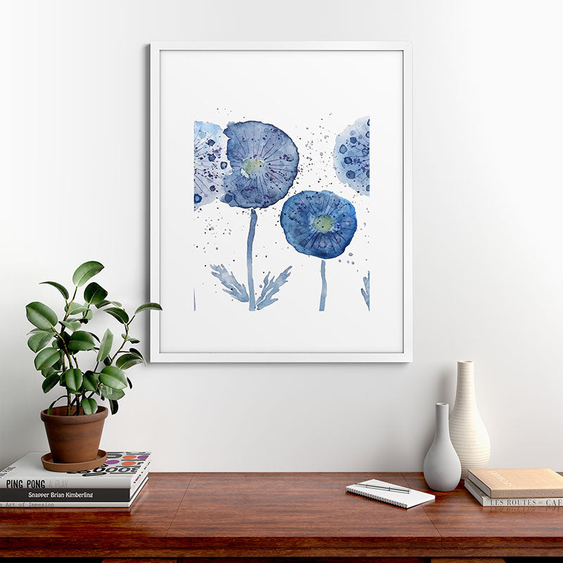 4 indigo abstract dandelion 2 Framed Art Print