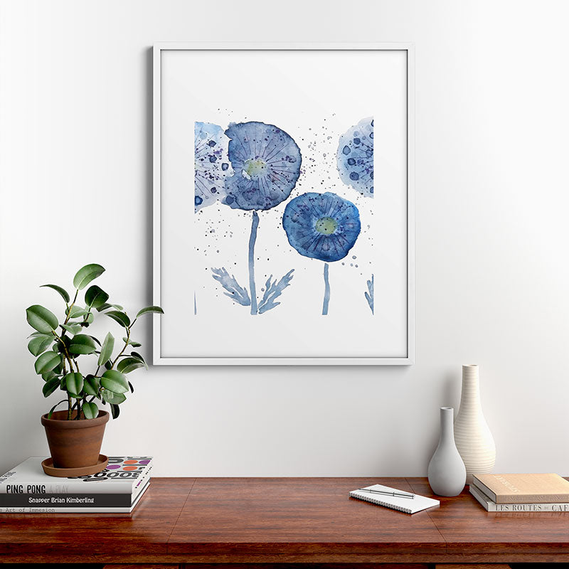 4 indigo abstract dandelion 2 Framed Art Print