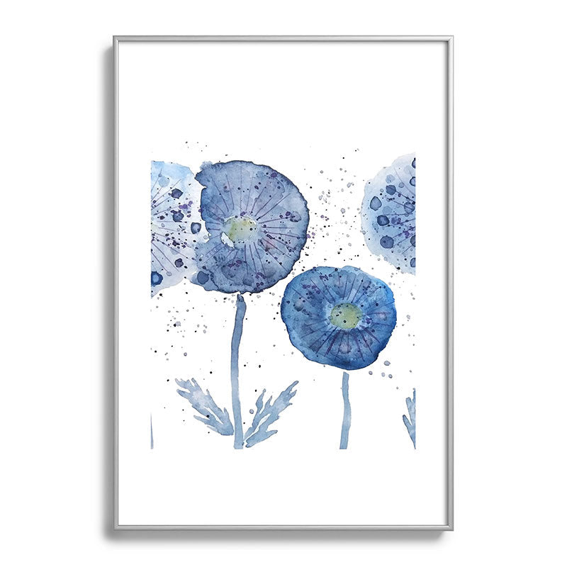 4 indigo abstract dandelion 2 Framed Art Print