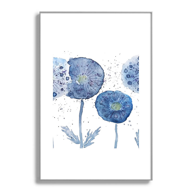 4 indigo abstract dandelion 2 Framed Art Print