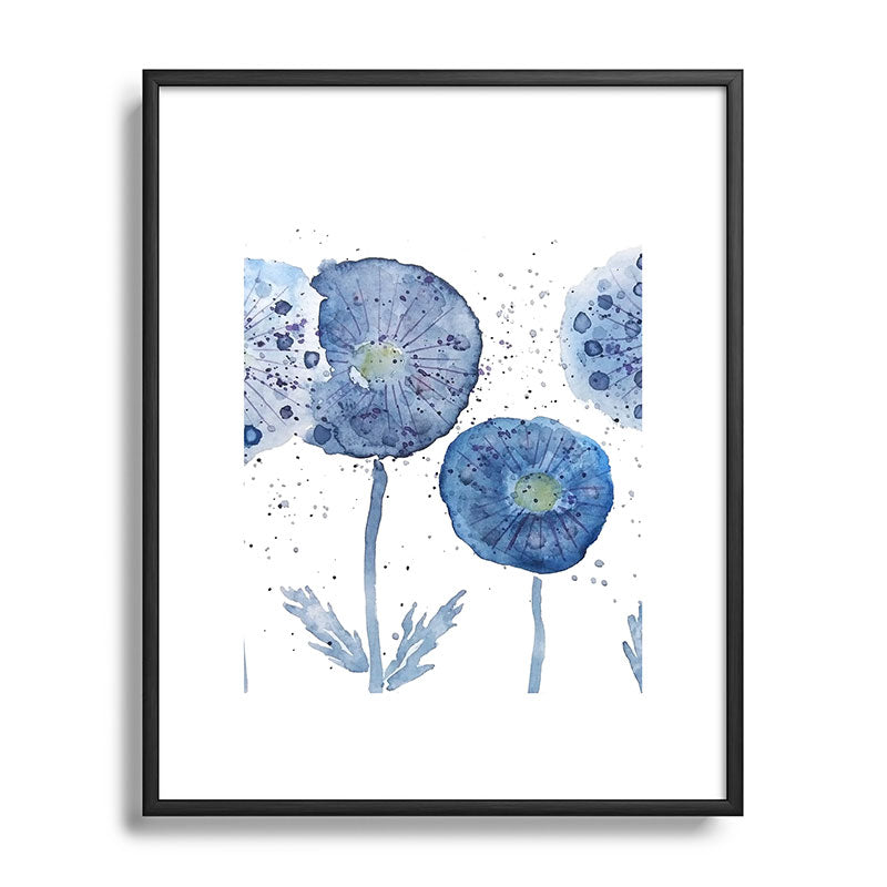 4 indigo abstract dandelion 2 Framed Art Print