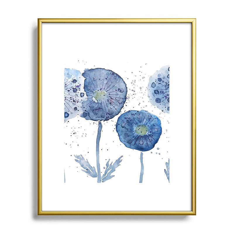 4 indigo abstract dandelion 2 Framed Art Print