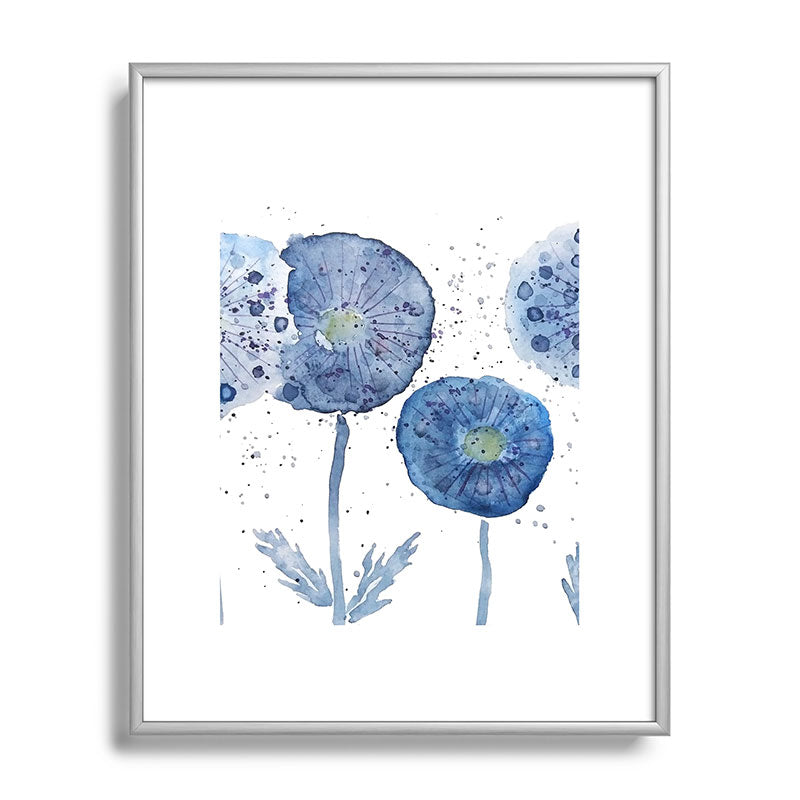 4 indigo abstract dandelion 2 Framed Art Print