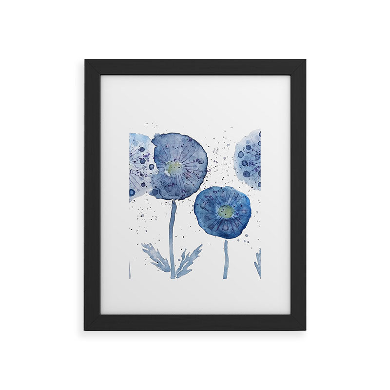 4 indigo abstract dandelion 2 Framed Art Print
