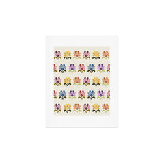 70s Retro Florals Pattern with Linen Texture Art Print