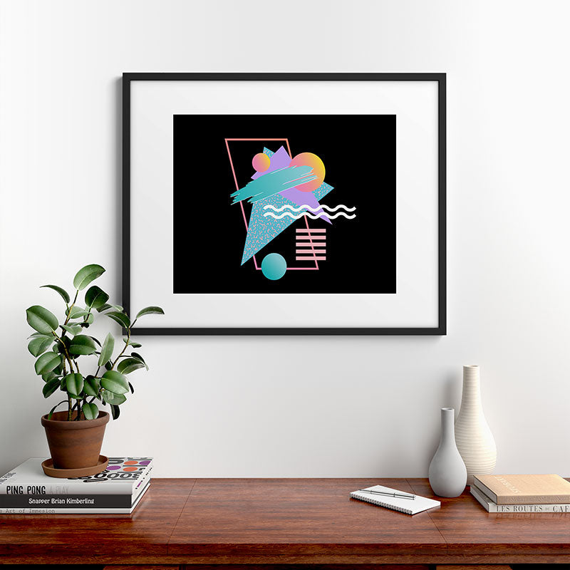 80s Retrowave Design - Memphis Pattern 135 Framed Art Print