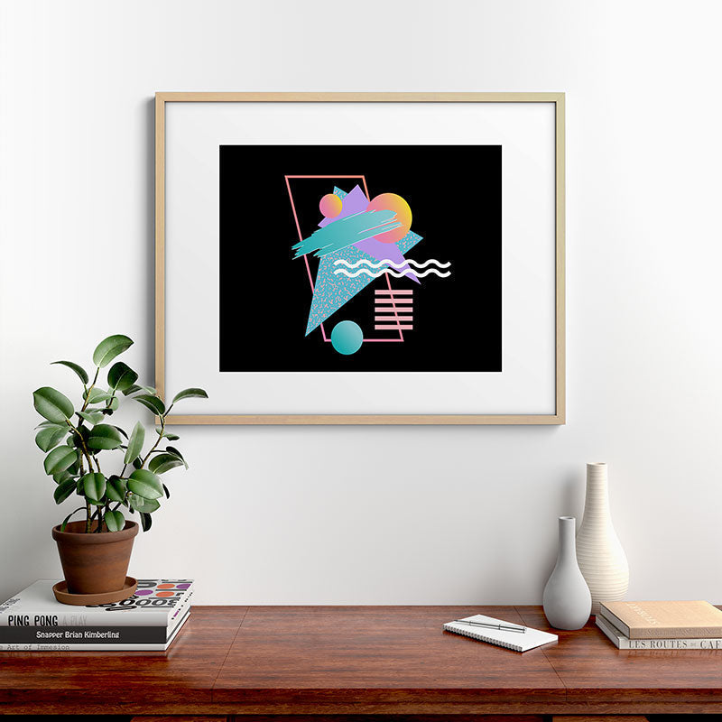 80s Retrowave Design - Memphis Pattern 135 Framed Art Print