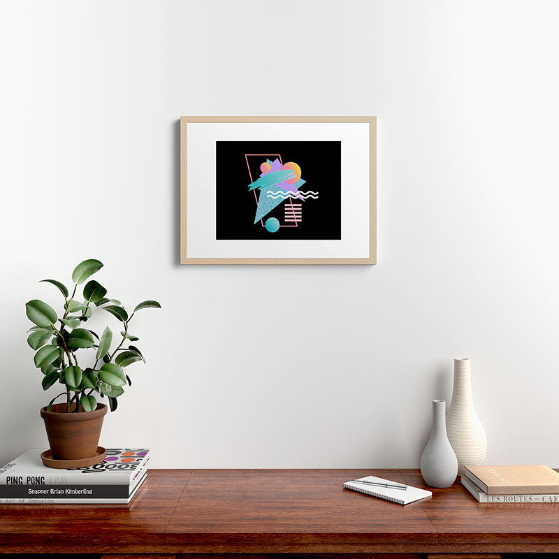 80s Retrowave Design - Memphis Pattern 135 Framed Art Print