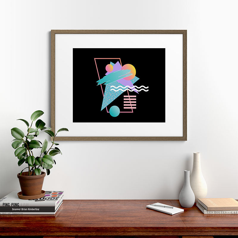 80s Retrowave Design - Memphis Pattern 135 Framed Art Print