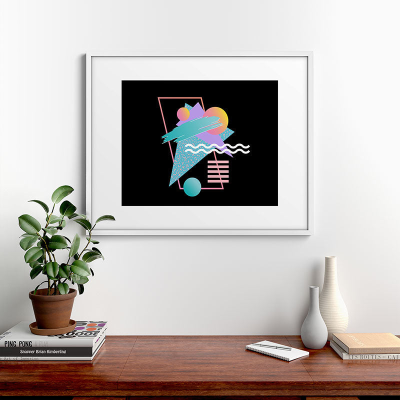 80s Retrowave Design - Memphis Pattern 135 Framed Art Print