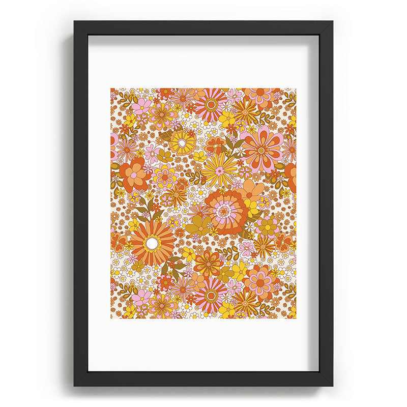 70s Floral Pattern Framed Art Print