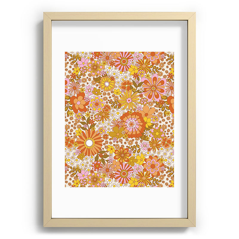 70s Floral Pattern Framed Art Print