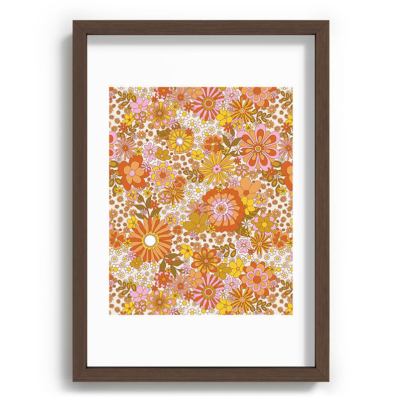 70s Floral Pattern Framed Art Print