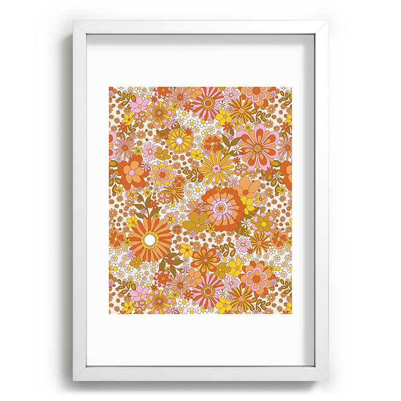 70s Floral Pattern Framed Art Print