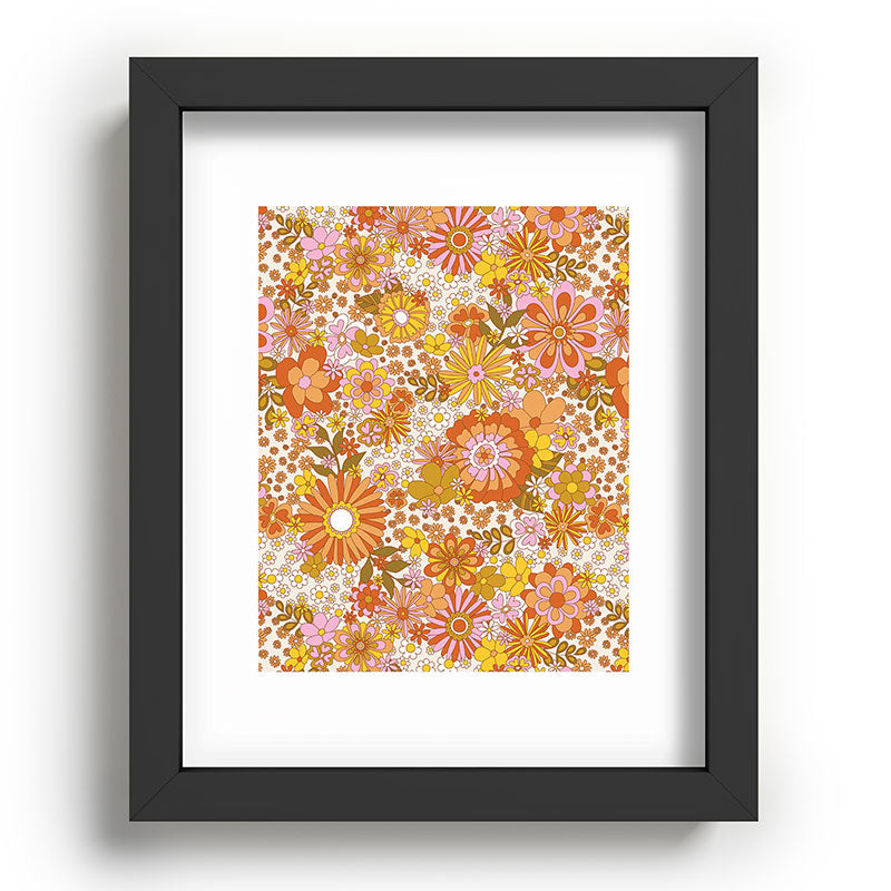 70s Floral Pattern Framed Art Print