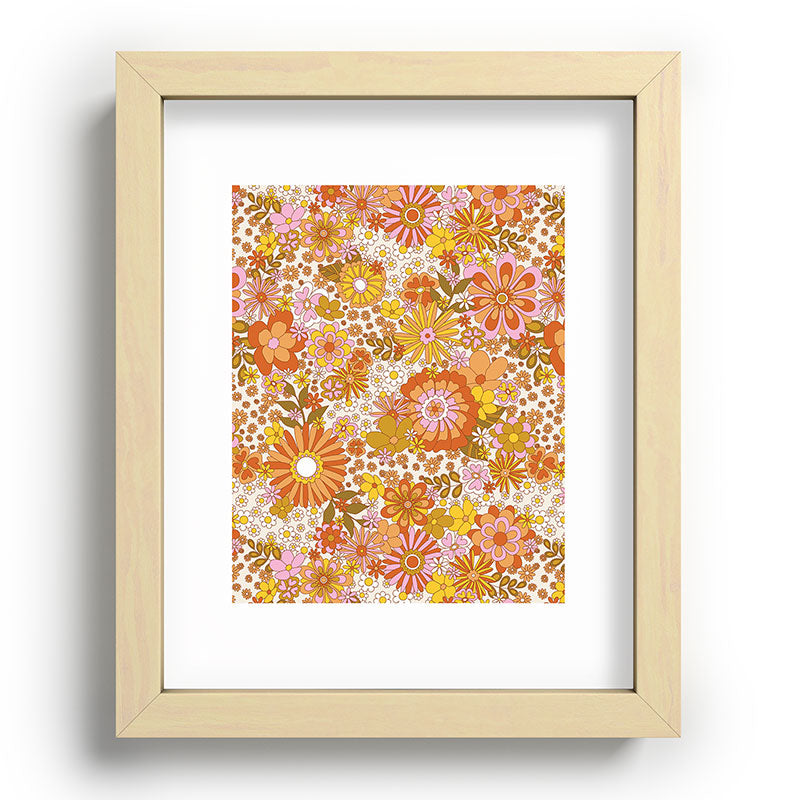 70s Floral Pattern Framed Art Print