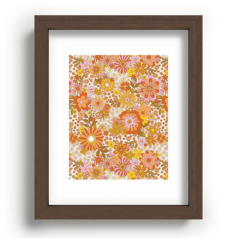 70s Floral Pattern Framed Art Print