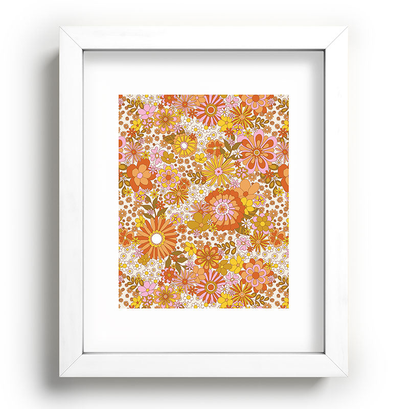 70s Floral Pattern Framed Art Print