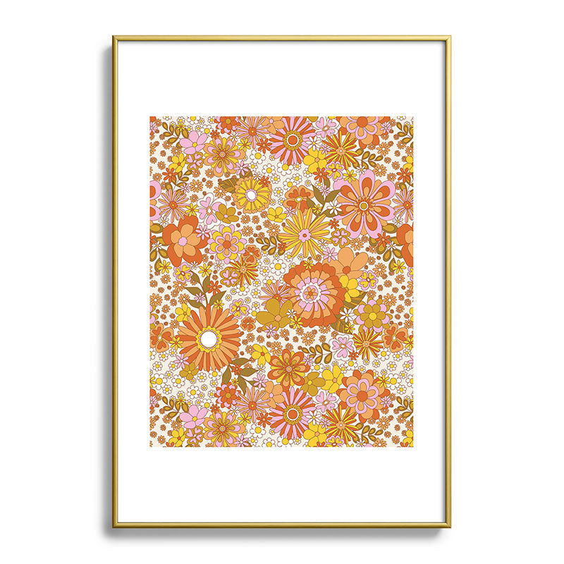 70s Floral Pattern Framed Art Print