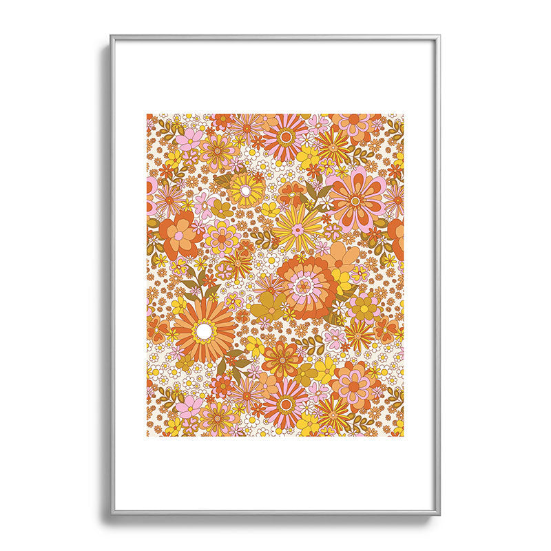 70s Floral Pattern Framed Art Print