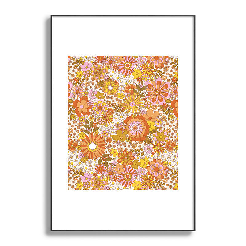 70s Floral Pattern Framed Art Print