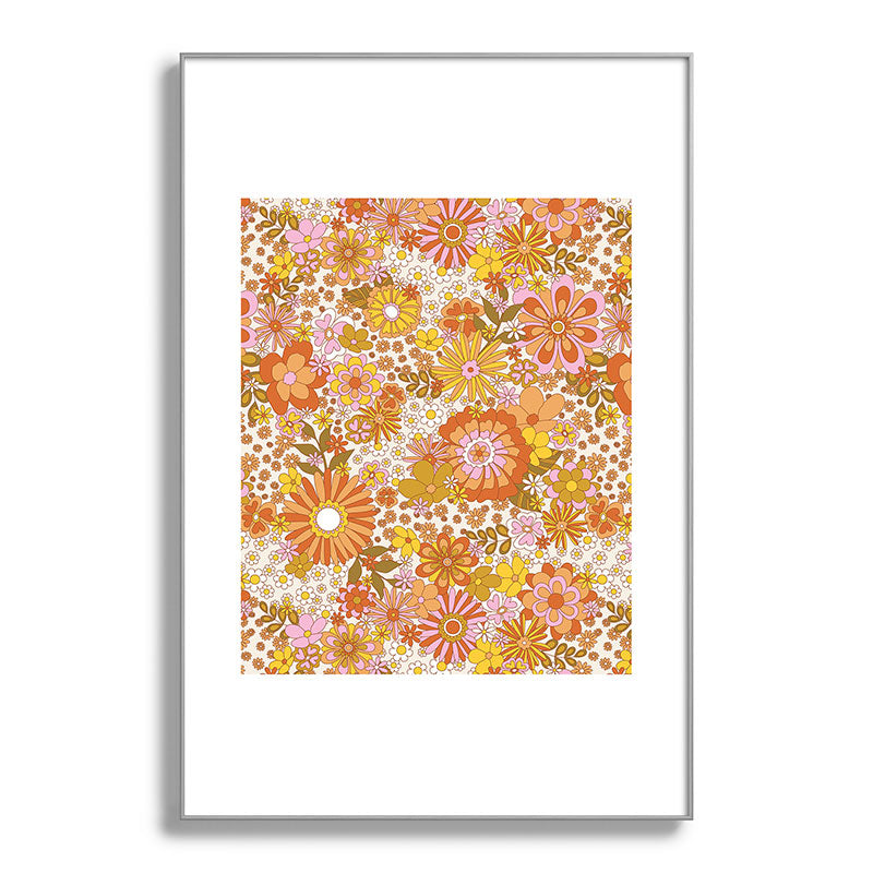 70s Floral Pattern Framed Art Print