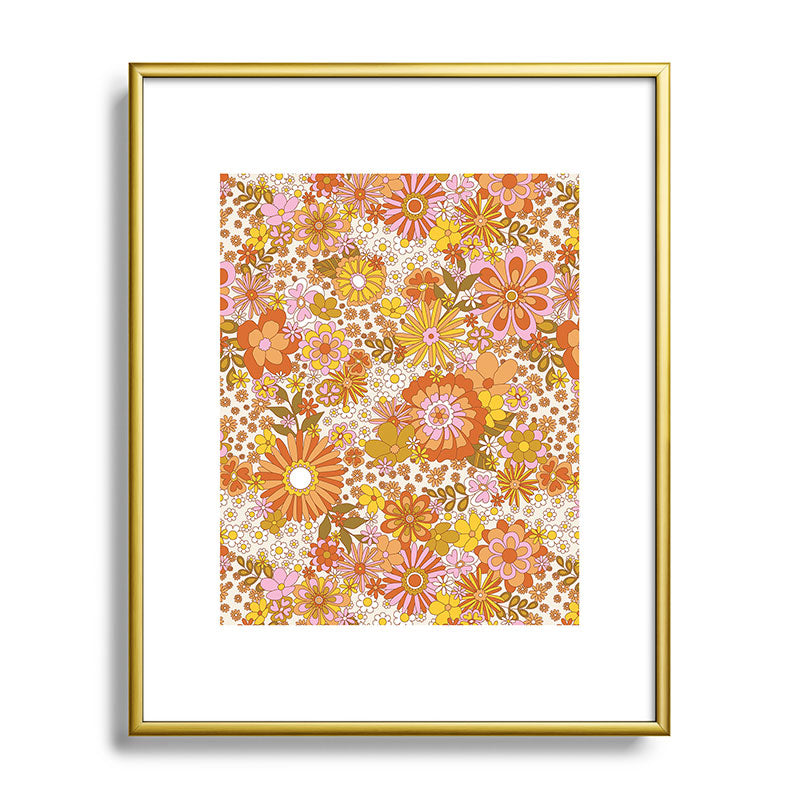 70s Floral Pattern Framed Art Print