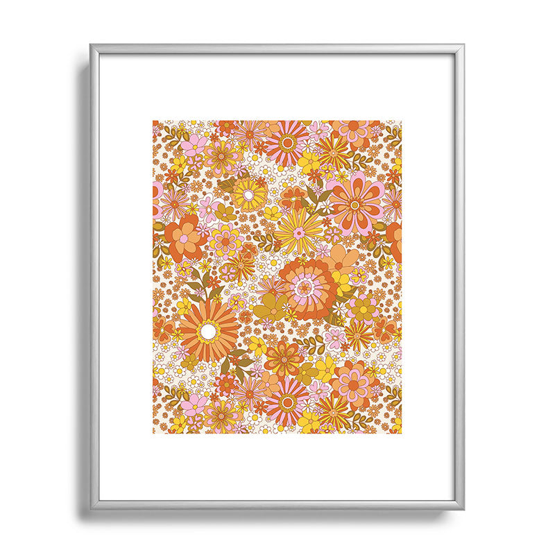 70s Floral Pattern Framed Art Print