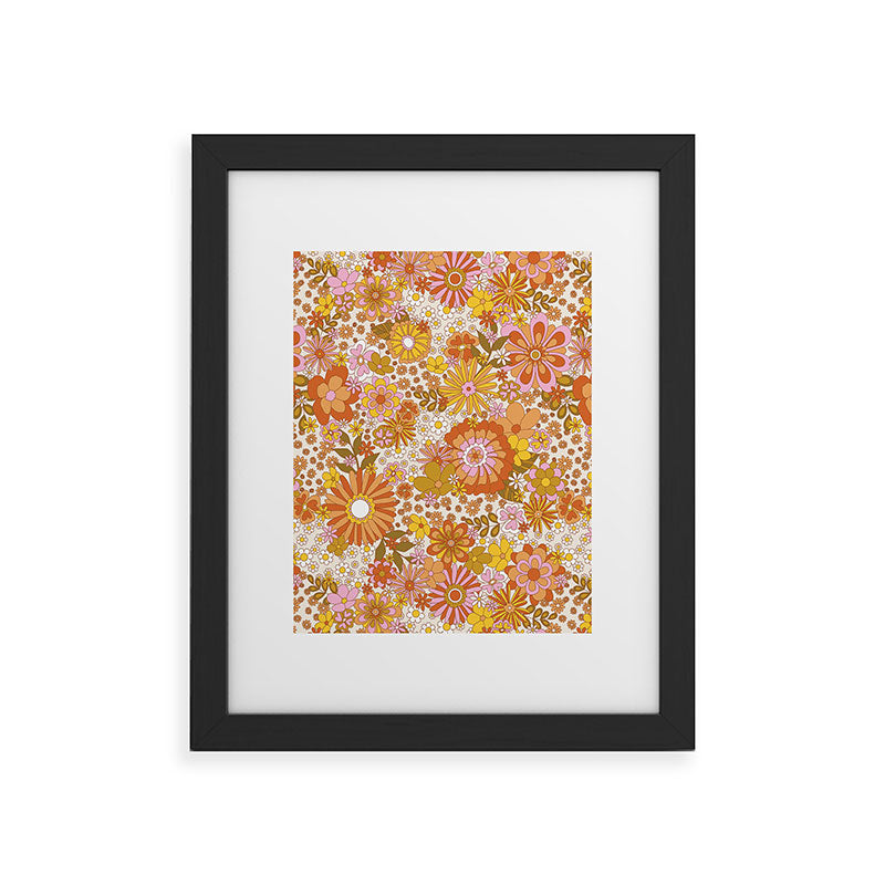 70s Floral Pattern Framed Art Print