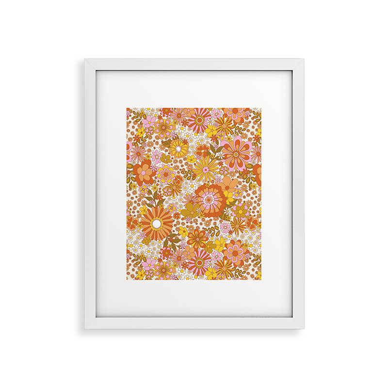 70s Floral Pattern Framed Art Print