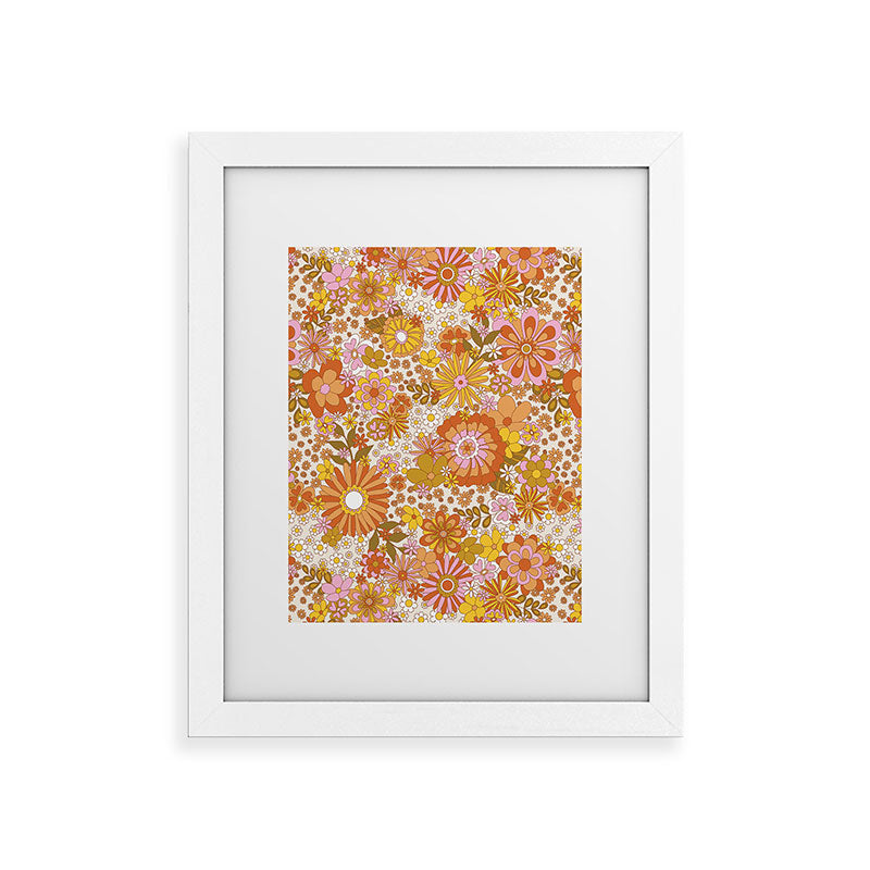 70s Floral Pattern Framed Art Print