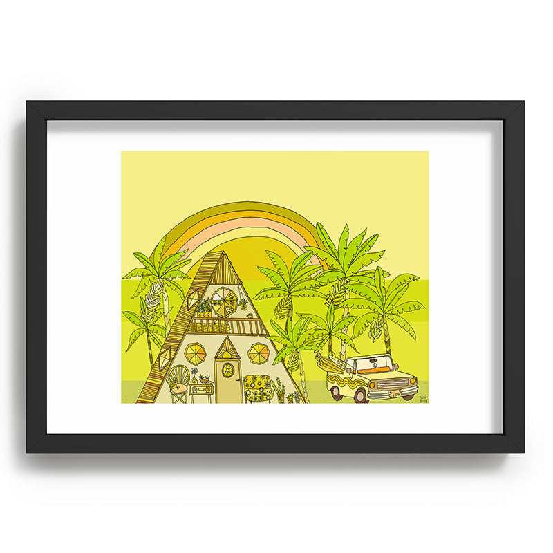 a frame simple living // banana pancakes // retro surf art by surfy birdy Framed Art Print