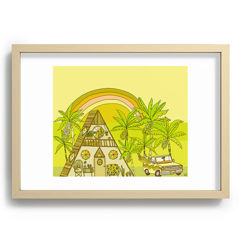 a frame simple living // banana pancakes // retro surf art by surfy birdy Framed Art Print
