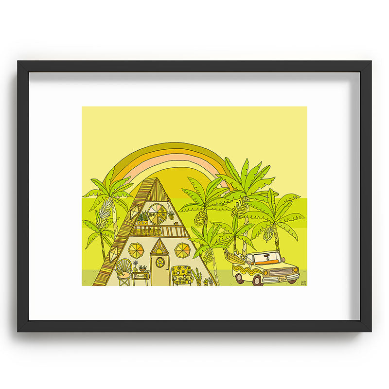 a frame simple living // banana pancakes // retro surf art by surfy birdy Framed Art Print