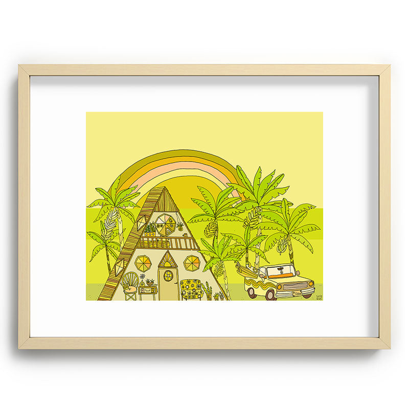a frame simple living // banana pancakes // retro surf art by surfy birdy Framed Art Print
