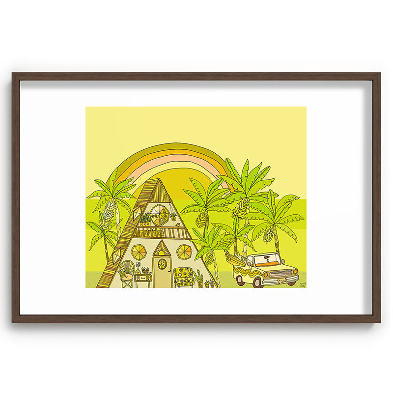 a frame simple living // banana pancakes // retro surf art by surfy birdy Framed Art Print