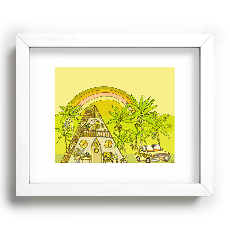 a frame simple living // banana pancakes // retro surf art by surfy birdy Framed Art Print