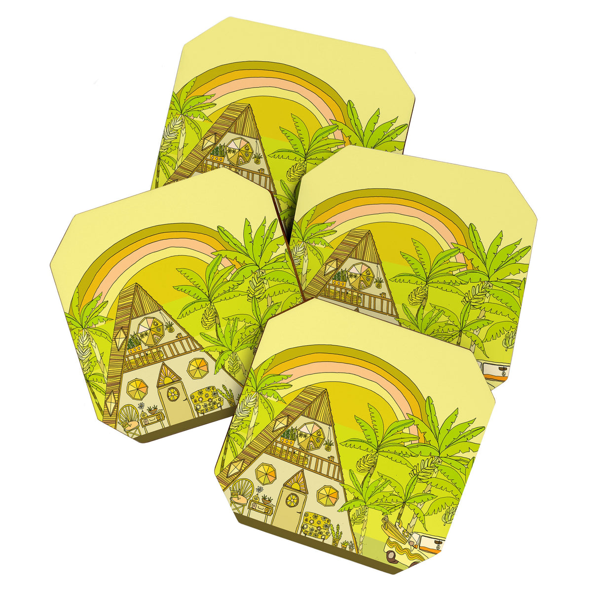a frame simple living // banana pancakes // retro surf art by surfy birdy Coaster