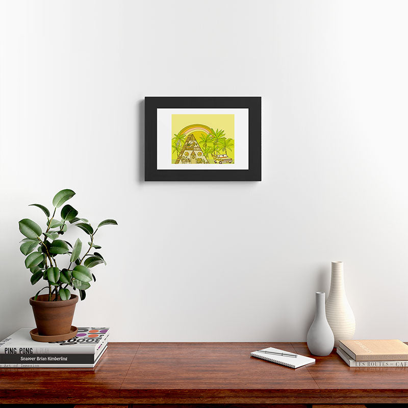 a frame simple living // banana pancakes // retro surf art by surfy birdy Framed Art Print