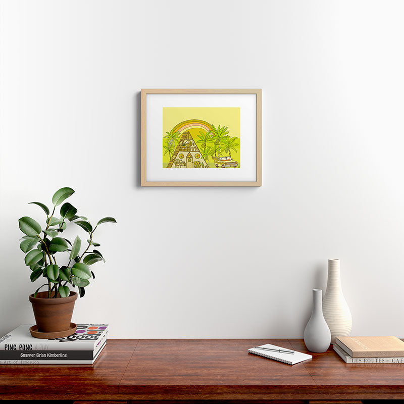 a frame simple living // banana pancakes // retro surf art by surfy birdy Framed Art Print