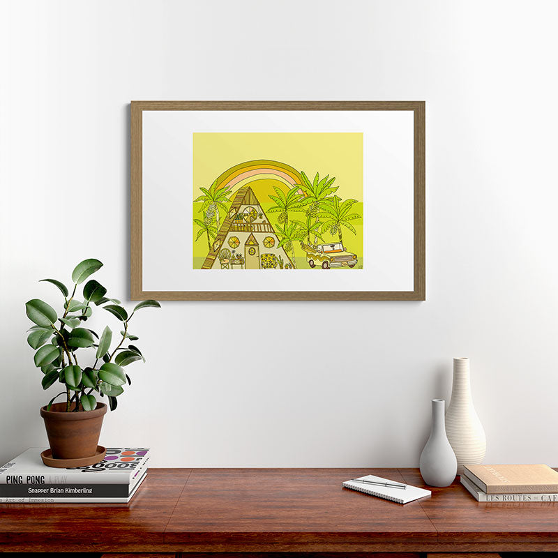 a frame simple living // banana pancakes // retro surf art by surfy birdy Framed Art Print