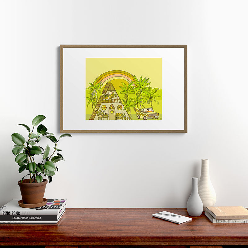 a frame simple living // banana pancakes // retro surf art by surfy birdy Framed Art Print